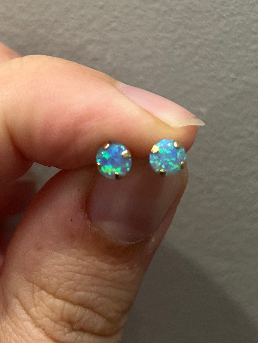 Opal Blue-Green Stud Earrings